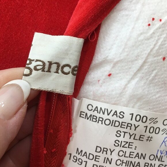 Vintage 1991 Imperial Elegance Needlepoint Pillow Peking Handicraft Floral Fruit - Picture 4 of 10